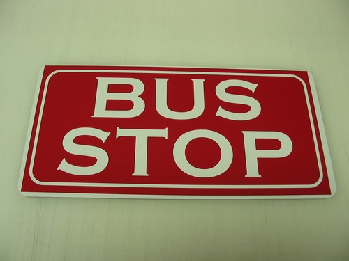 Insegna bus stop metallo rosso - metallo,