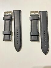 CINTURINO OROLOGIO IN PELLE NERO con CUCITURA NERA O BIANCA  20 22 24 mm