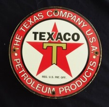 INSEGNA VINTAGE TEXACO BENZINA/OLIO MOTORE PORCELLANA POMPA BENZINA