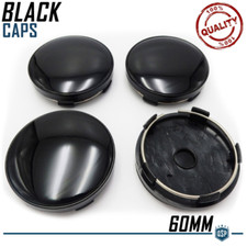 4 TAPPI COPRIMOZZO 60MM Nero Lucido PER Cerchi in Lega in ABS Copricerchi Tuning