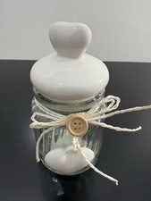 Barattolo in vetro con Coperchio A cuore in ceramica e decorazione rustica.
