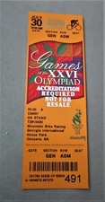 BIGLIETTO CORSA MOUNTAIN BIKE OLIMPIADI ATLANTA 1996 INUTILIZZATO NO SPILLA DISTINTIVO 