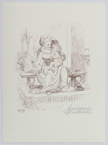 Madre bambino litografia - e,