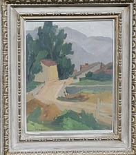 Giulio Da Milano ( Nizza 1897- Torino 1991)."Bardonecchia vecchia"quadro,dipinto