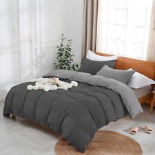 Parure Copripiumino Bicolor 100% Cotone con Federe con Bottone