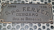 vecchia targa insegna VAGONE CARROZZA TRENO FERROVIA - 1980 FERVET BERGAMO