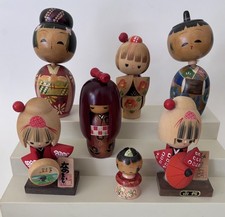 7 Japanese Japan KOKESHI Dolls