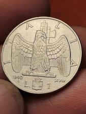 MONETA 1 LIRA 1940 REGNO D'ITALIA - AQUILA E FASCIO - V.E. III magnetica