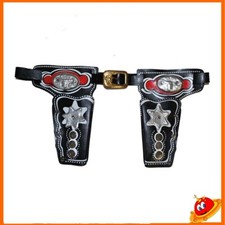 Cinturone con doppia fondina in similpelle travestimento da Cow Boy Far West