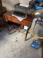 ANTICO TAVOLO BANCO LEGNO NOCE CASSETTO FINE '800 PRIMI '900 GAMBE TORNITE