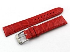 Strap Band Crocodile Veritable Rosso 18/16mm Fibbia Acciaio Artigianale Nuovo