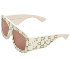 Gucci GG0983S 001 Occhiali da Sole Maschera Bianca con Lenti Marroni Protezione UV