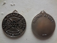 medaglia centenario banca registratore di cassa rurale di Quadra 1892 1992