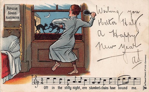 Postcard comic popular songs - comic,