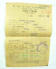 VECCHIO LASCIAPASSARE  MACCHI DI MILANO PER GORIZIA TRIESTE GOVERNO ALLEATO 1946