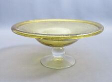 Alzata centrotavola vetro bullicante giallo oro Venezia vintage fine XX Sec.