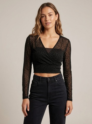 Top crop nero elegante - crop, effetto