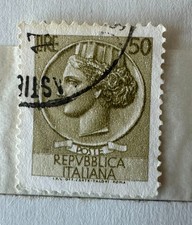Francobollo Italia Siracusana 1954 Lire 50 decentrato tappeto di stelle