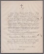 1874 Faire-part décès Fortuné BOULY de SAINT-HILAIRE - Cambrai (Nord).