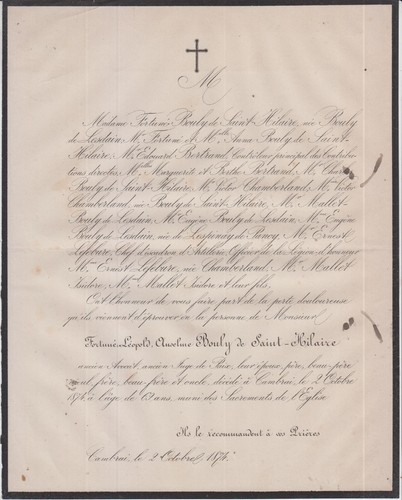 1874 faire part décès - 1874,