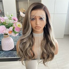 Parrucca anteriore in pizzo HD miscela capelli umani evidenzia miele liscio MARRONE biondo