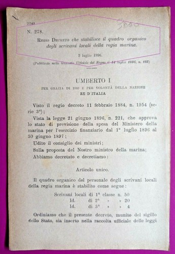 Regia marina regio - marina,regio, decreto