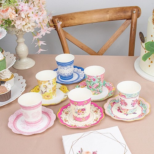 Set tazze carta floreale - carta,