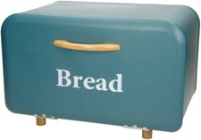 Portapane in Metallo e Bambù - Colore Petrolio - BRANDANI - 35,5 x 21 x 22,5 cm