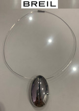 Girocollo,Collana Breil chicco caffè in acciaio lucido con cordino rigido a filo