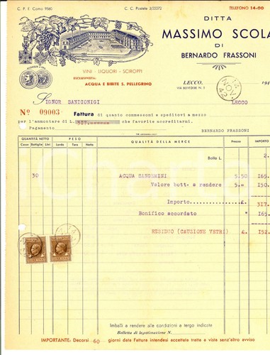 1942 lecco ditta massimo scola - ditta,