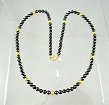 COLLANA FIRMATA TRIFARI PERLE LUCITE NERA ANNI '80 BIGIOTTERIA AMERICANA VINTAGE