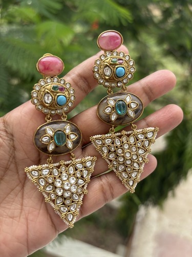 Orecchini kundan multicolore - orecchini,