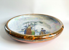Bellissima antica ciotola frutta Wilton Oriental Lustreware ceramica caricatore 33 cm