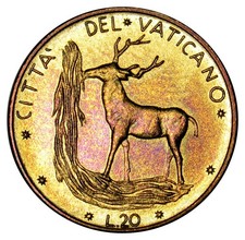 Vatican 20 Lire coin 1977