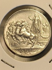 Splendida 1 LIRA 1917 Regno d'Italia Moneta argento Quadriga Briosa