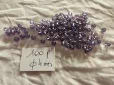 lot de 100 perles rondes et lisses violet diamètre 5 mm en verre