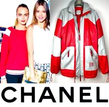Giacca Bomber Chanel Vintage 2005 Rosso Grigio Sport Logo CC 36 38 40 4 6 8 Cappotto S M