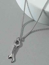 Catenina Collana uomo ciondolo chiave inglese attrezzo meccanico colore argento