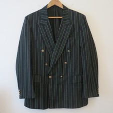 BLAZER CANOTTAGGIO INGLESE VINTAGE 42 GIACCA A RIGHE BLU NAVY VERDE DOPPIO