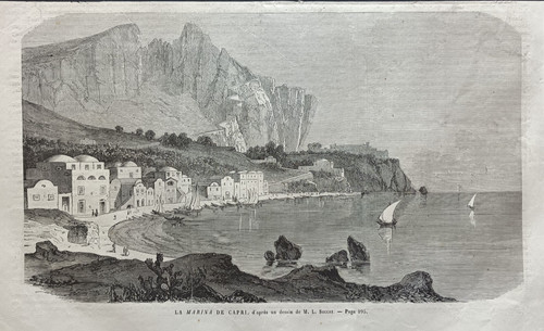 Stampa antica 1862 marina - stampa, di
