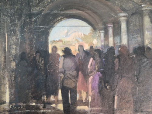 Dipinto olio tela - tela, loggiati