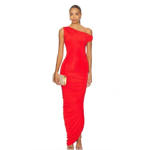 Maxi abito rosso - , monospalla