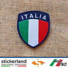 Toppa Patch Ricamata scudetto ITALIA - tricolore con velcro maschio+femmina