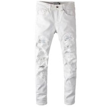 Jeans uomo denim bianco strass