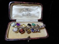 Gemstone Silver Brooch Multi