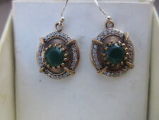 orecchini  argento 925 smeraldi e zaffiri bianchi brillante