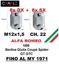 kit 16 M12X1,5 DADI RUOTA CERCHI LEGA ALFA ROMEO GIULIA SPIDER GT SCALINO JUNIOR