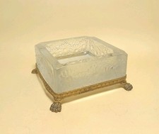 POSACENERE MARGHERITE Quadrato VETRO  Vintage ANTICO Base METALLO zampe Leone