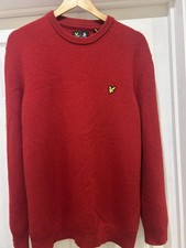 Maglione Lyle And Scott lana di agnello uomo girocollo felpa, rosso, taglia XXL (bg23)
