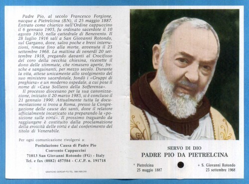 Santino holy card padre pio - padre,